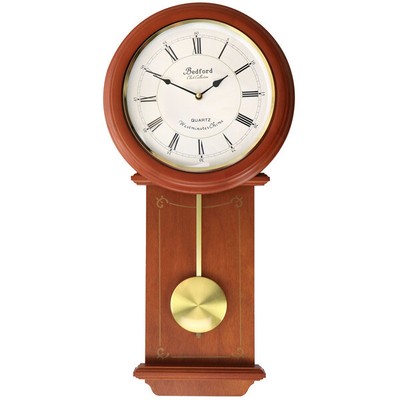 Bedford Clock Collection Olivia 24.5 Inch Cherry Wood Chiming Pendulum Wall C...
