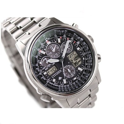 Pre-owned Citizen Promaster Sky Pmv65-2271 Eco-drive Solar Atomic Analog Digital Men Watch