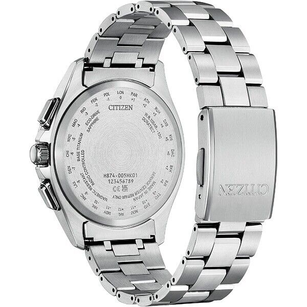 Pre-owned Citizen Attesa By1001-66e Black Moon Phase Eco-drive Radio Mens Watch