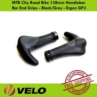VELO MTB City Road Bike 138mm Handlebar Bar End Grips Ergon GP3- Black/Grey