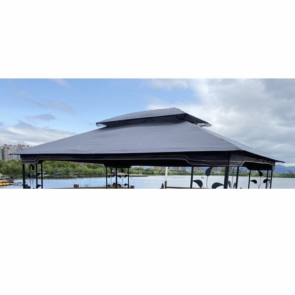 Gray 13x10 Ft Patio Double Roof Gazebo Replacement Canopy Top Fabric
