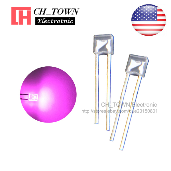 100pcs 2x3x4mm Water Clear Pink Light Rectangle Rectangular Square LED Diodes