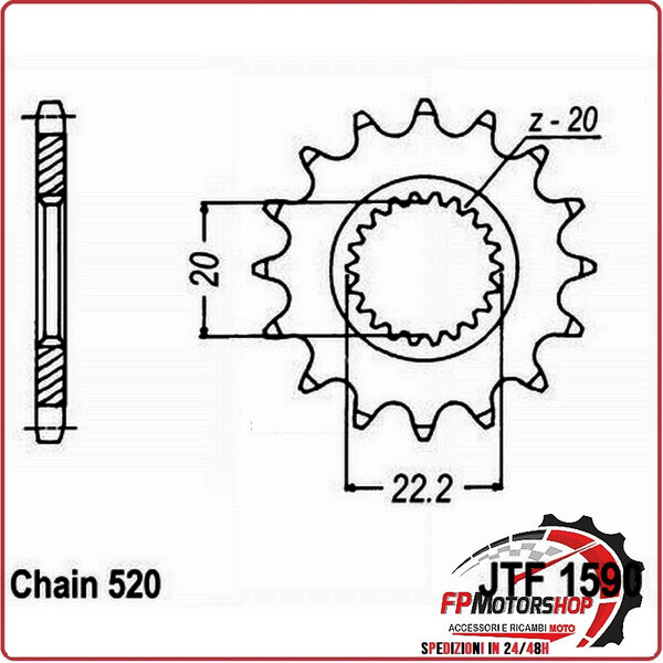 PIGNONE TRASMISSIONE PER MOTO JT 1590 Z13 JTF1590.13 YAMAHA WR 250 01> YZ