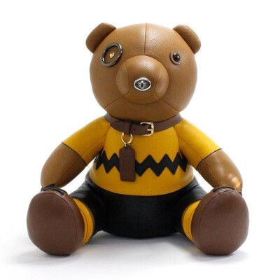 New COACH Peanuts Charlie Brown Big Large 14'' Bear Doll Stuffed Toy Limited bear
