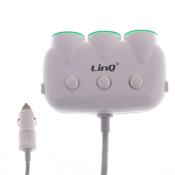 Adattatore Sdoppiatore Triplo Accendisigari per Auto 12V + 2 Usb 1A Linq C-12c5