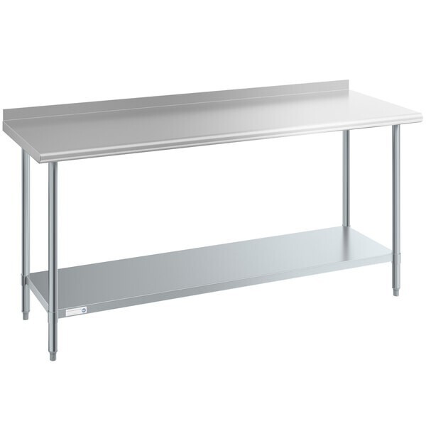 24"W x 72"L Stainless Steel Prep and Work Restaurant Table with Backsplash