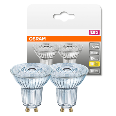 OSRAM 50W GU10 BULB SPOT LIGHT 4.5W LED FULL GLASS LAMP GU10 BULBS 2 PACK