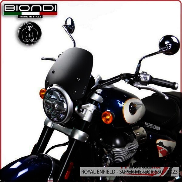CUPOLINO PARABREZZA MOTO PER ROYAL ENFIELD METEOR 350 2021> NERO SATINATO BIONDI
