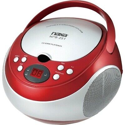 Naxa NPB-251 Portable CD Player with AM/FM Radio & 3.5mm Aux Input - Red