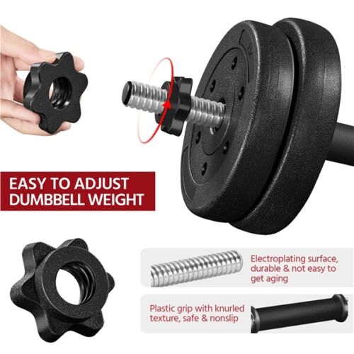 Dumbbell Weight Set 66 LB Adjustable Cap Gym Home Barbell Plates Body Workout