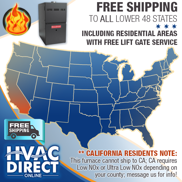 80K BTU 80% Natural NG or Propane LP Goodman Gas Furnace 1 Stage, Multi-Position