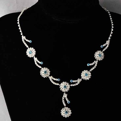 deluxe womens white gold filled clear /blue cz necklaces