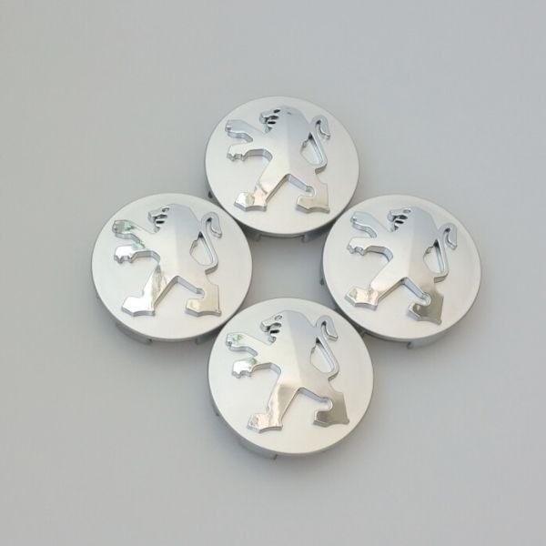 Peugeot Silver Wheel Hub Center Caps 4x60 mm, 207 307 308 406 407 in