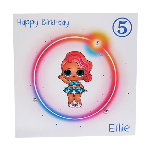 GIRLS PERSONALISED LOL DOLL HAPPY BIRTHDAY CARD Name & Age Colourful Childrens