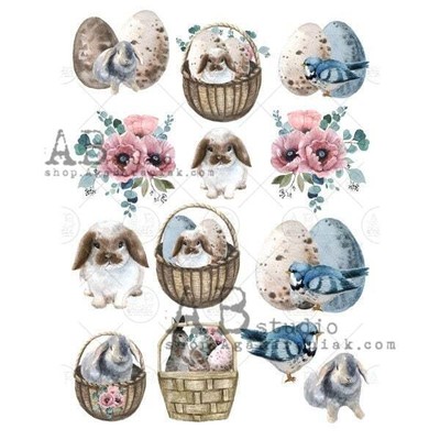 Sweet Rabbits | A4 Rice Paper | ITD Collection | Paper for Decoupage A4