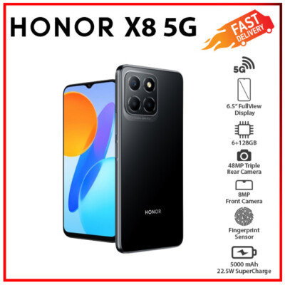 (New&Unlocked) HONOR X8 5G BLACK 6+128GB Dual SIM Octa Core Android Cell Phone