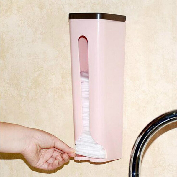 Contenitore Dispenser Porta Sacchetti Buste Fissaggio Ventosa Cucina dfh 1