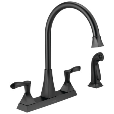 Delta Everly Kitchen Faucet 2-Handle w/ Spray Matte Black-Certified Refurbished