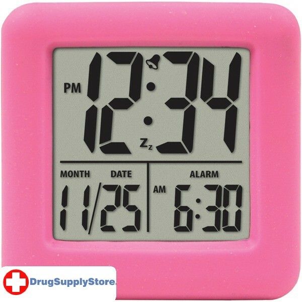 PE Soft Cube LCD Alarm Clock (Pink)