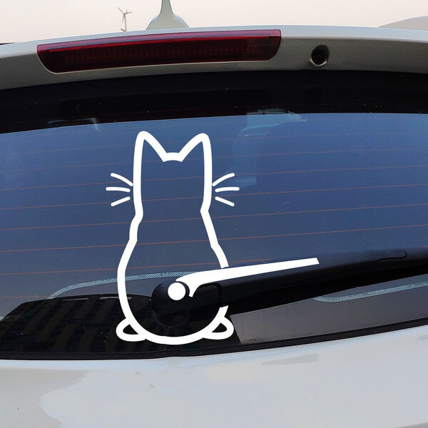 Moving Cat Tail Decal Car Window Rear Windshield Wiper JDM Sticker Variations