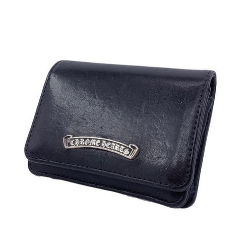 CHROME HEARTS Card Case Wallet Logo 3 Pockets Flap Leather Black Men | eBay