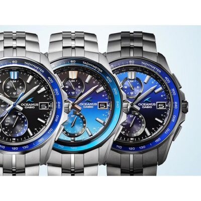 Pre-owned Casio Oceanus Ocw-s7000-1ajf Black Manta Slim Case Chrono Men's Watch In Box
