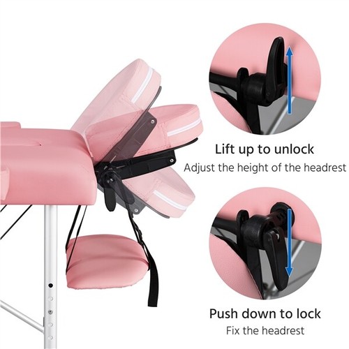 Aluminum Massage Bed Facial Salon Spa Bed 2 Fold Portable Eyelash Extension Bed