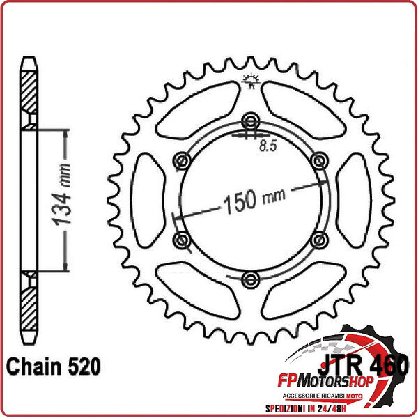 CORONA PER TRASMISSIONE MOTO JT 460 Z42 JTR460.42 42 DENTI ACCIAIO PASSO 520