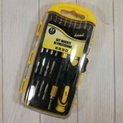 SET KIT 23 PEZZI GIRAVITE CACCIAVITE CON PORTAINSERTI INSERTI DI PRECISIONE HAND