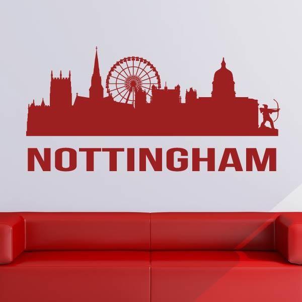 Nottingham UK Cityscape Skyline Wall Art Sticker