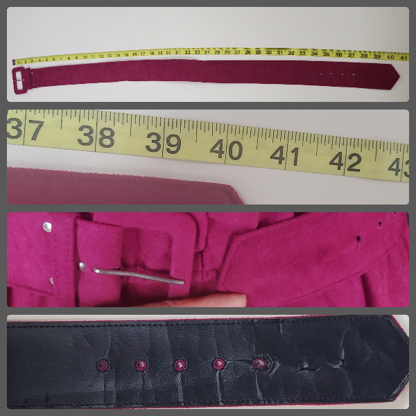 Vintage Womens Secretary Dress XL Magenta Flannel Long Sleeve and Astor Belt