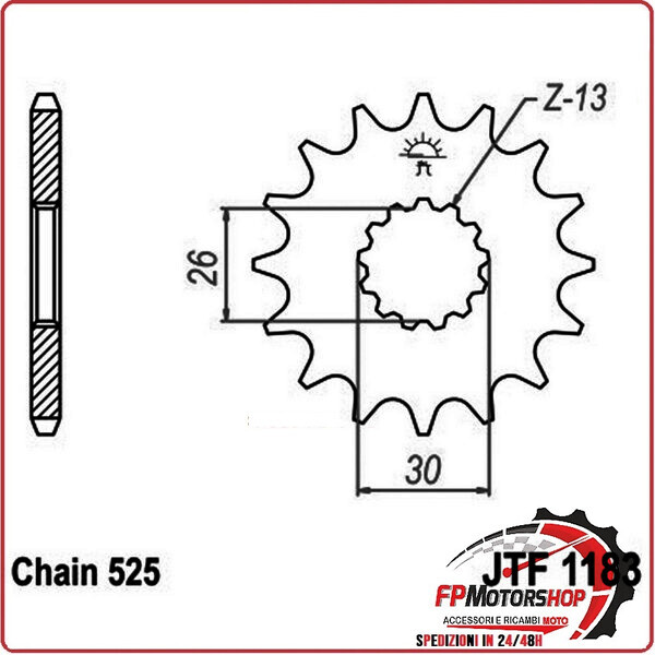 PIGNONE TRASMISSIONE PER MOTO JT 1183 Z18 JTF1183.18 18 DENTI ACCIAIO PASSO 525