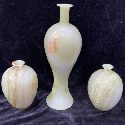 13lb Natural Crystal.hetian jade.Hand-carved.Exquisite vase statues 3pcs