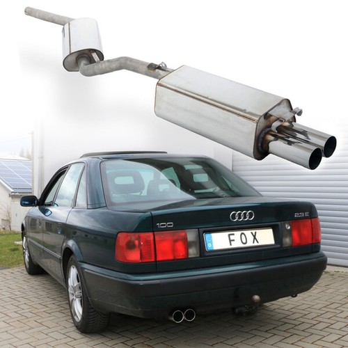 Fox Sportauspuff Edelstahl Anlage ab Kat. Audi 100/A6 Typ C4 2x76mm scharfkantig