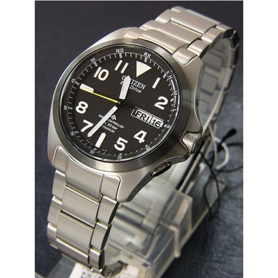 Pre-owned Citizen Promaster Land Pmd56-2952 Black Dial Eco-drive Solar Titanium Men Watch