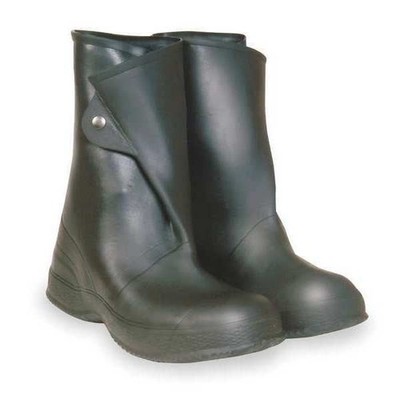 Overboots PVC Vinyl Black Size 14 Waterproof Mid Calf Chevron Sole Snap Tab Mens