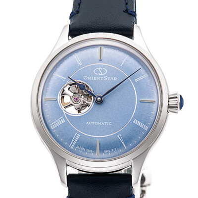 Pre-owned Orient Star Classic Semi Skeleton Rk-nd0012l Blue Automatic Women Watch Box