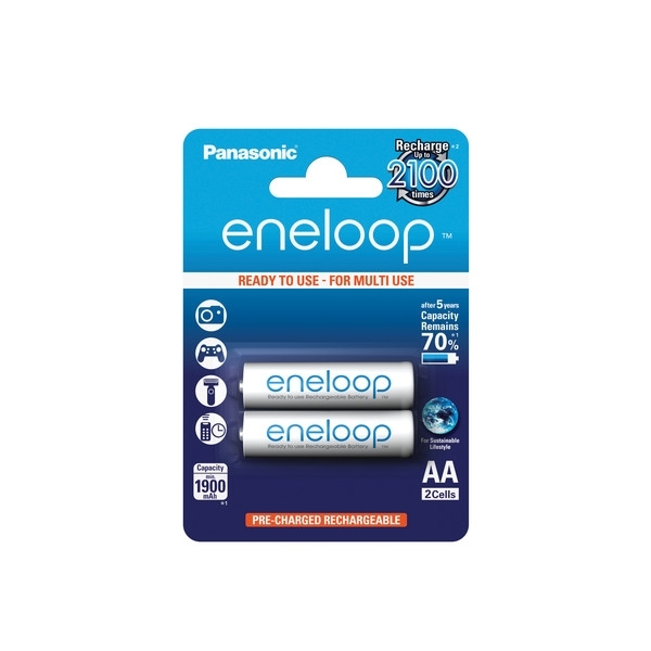 Panasonic Eneloop Batterie Aa - 2er Blister Bk-3mcce/2be 1900 Mah Max 2000 Mah