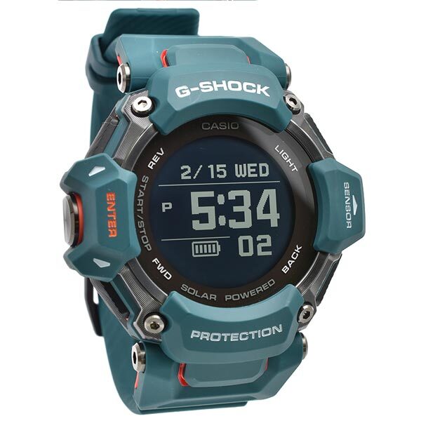 Pre-owned Casio G-shock Gbd-h2000-2jr G-squad Bluetooth Gps Radio Solar Watch Blue