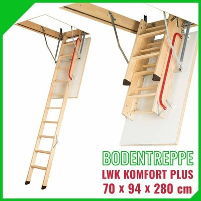 FAKRO Dach- und Bodentreppen mit Holzleiter LWK Komfort Plus Größe 70x94x280 cm