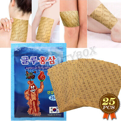 Korean Glu Red Ginseng Patch Powerstrip Energy Pain Relief Hot Pack Pad Patches