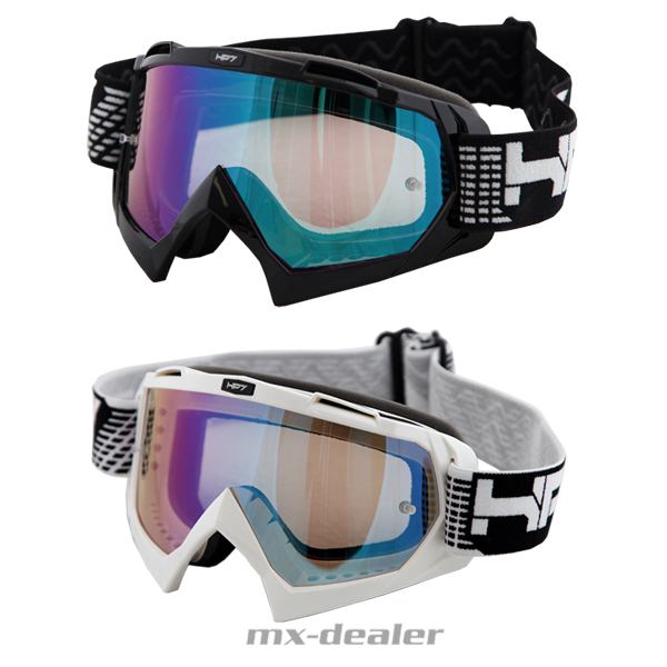 HP7 MX motocross Enduro Brille weiss verspiegelt Klarglas Crossbrille MTB BMX