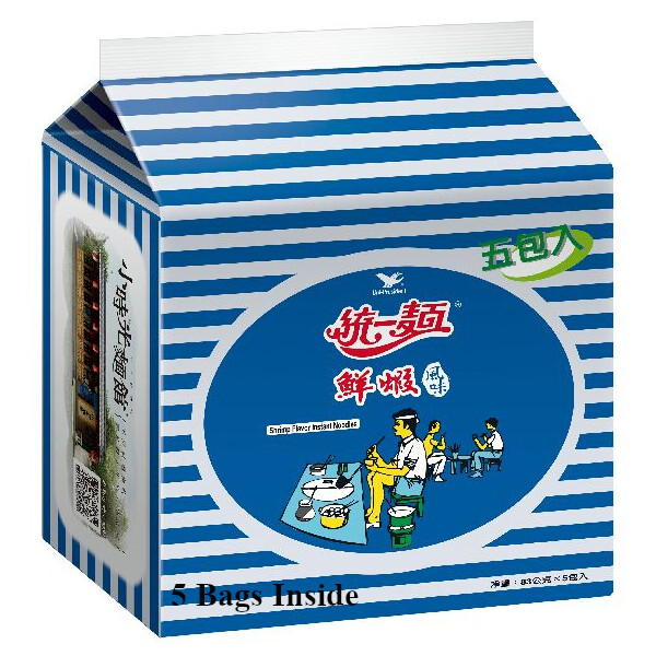 Uni-President 統一 Instant Noodles 83g (5 bags) Shrimp Flavor 鮮蝦麵