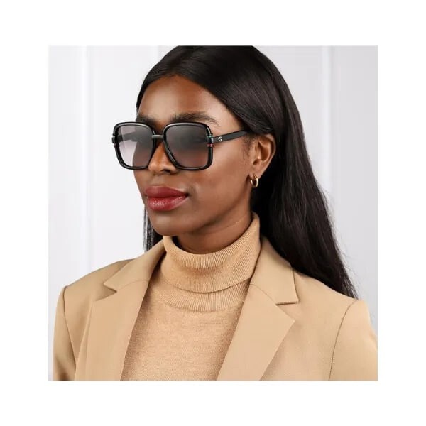 Pre-owned Gucci Gg1066s 001 Black Gray Gradient Butterfly Women Sunglasses