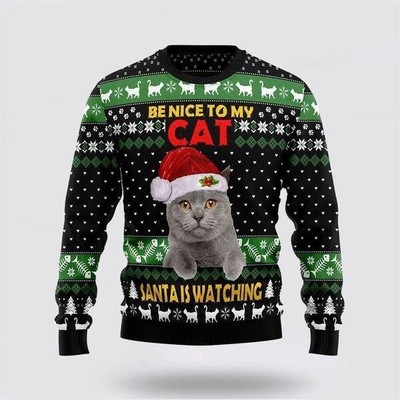 Cat Be Nice Ugly Christmas Sweater Christmas Unisex Sweater Christmas Sweater