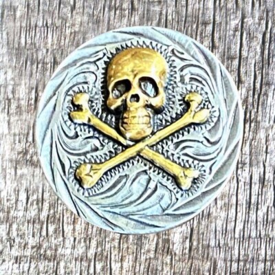 MOTORCYCLE CONCHOS BIKER SKULL CROSSBONE CON979-E