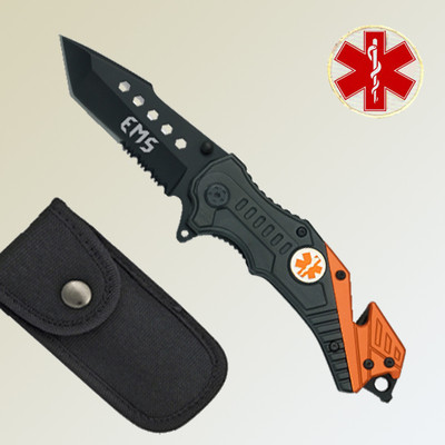 NAVAJA TACTICA EMS ACERO INOX.HOJA 8,5 CM ROMPEVIDRIOS SNIFE CAMPING