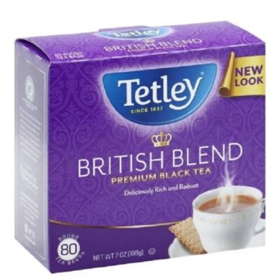 Tetley British Blend, Premium Black Tea, 1 Box of 80 Round Tea Bags, New Look Pk