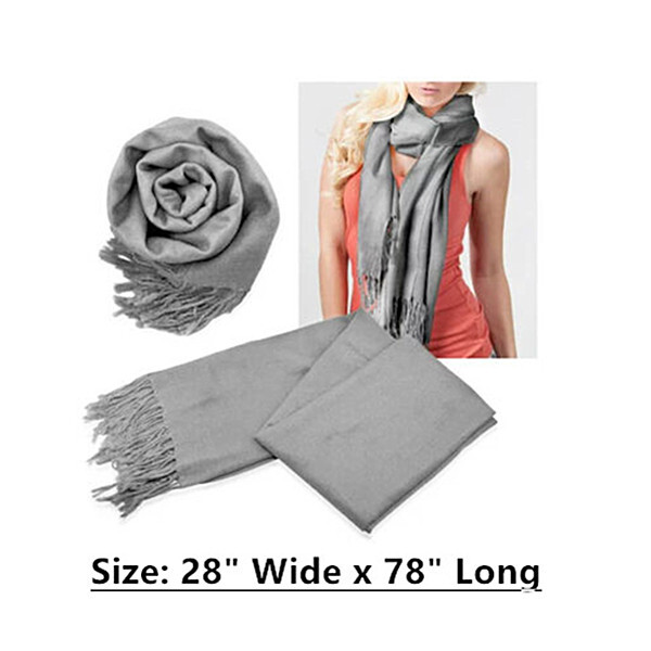 2-ply 28"X78" Solid Pashmina Scarf Rectangle Shawl Wrap Stole Wool Feel Silky 