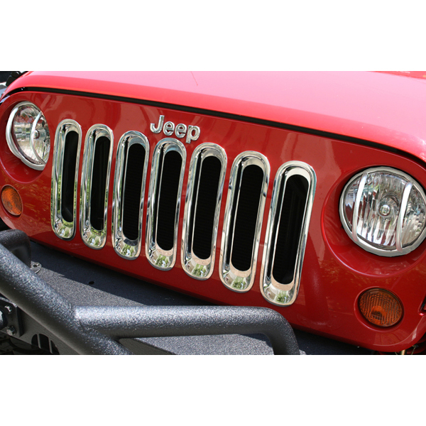 Chrome Grill Grille Inserts Kit for Jeep Wrangler JK 0718 11306.20